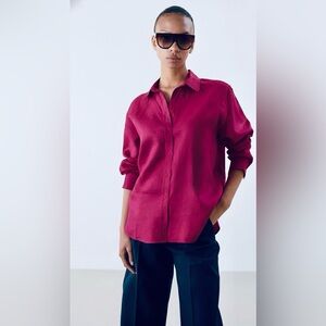 Stylish Fuchsia Button-Up line Shirt